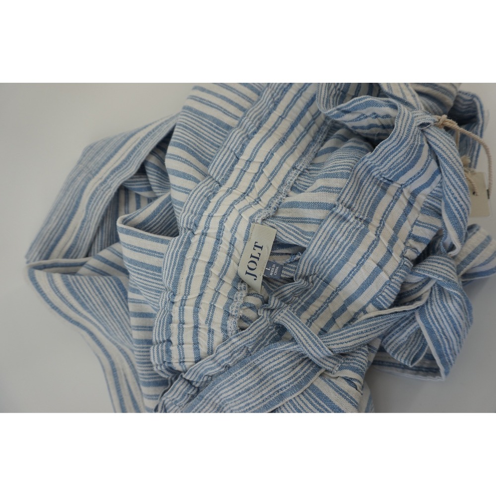 NWT Jolt Striped Wide Leg Pants Coastal Linen Blend Nautical Blue White sz‎ L - Picture 5 of 6